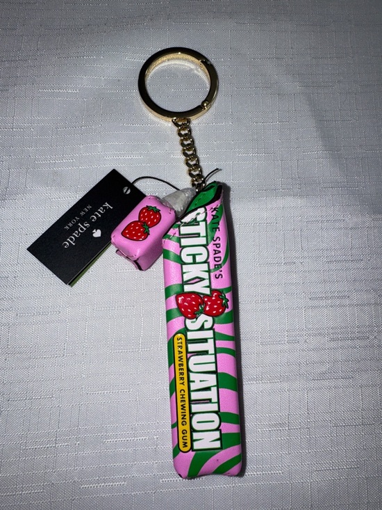 kate spade Accessories - kate spade Pink and Green Sticky Situation Strawberry Key Charm - NWT